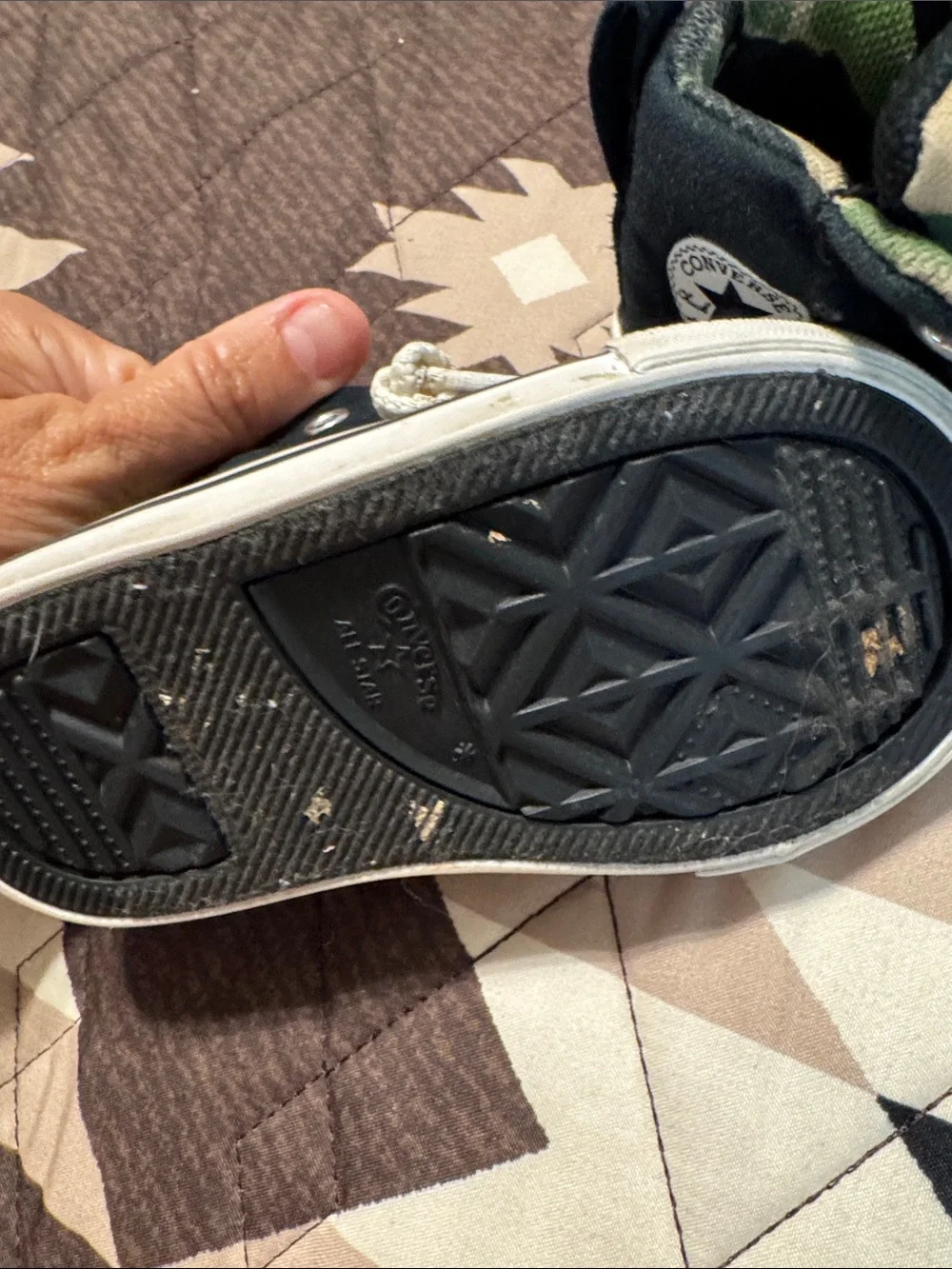 Converse Kids Black and Green Camo High Top Sneakers